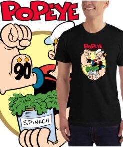 Popeye-90-spinach-muška-crna-majica