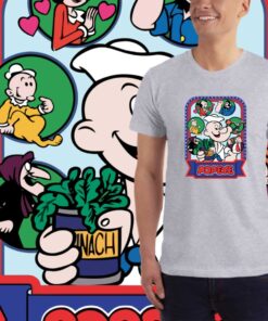 Popeye-spinach-siva-muška-majica