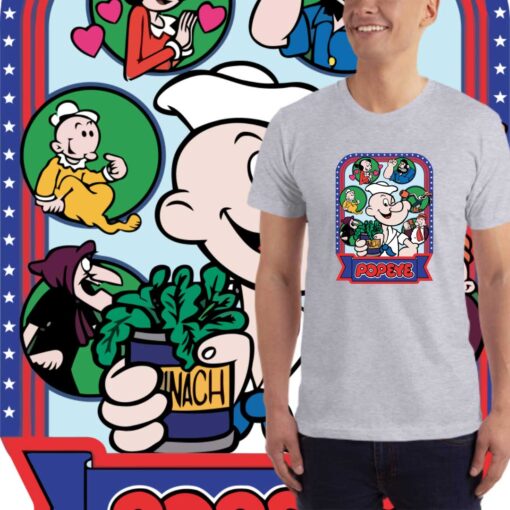 Popeye-spinach-siva-muška-majica