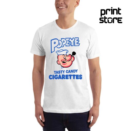 Popeye tasty candy cigarettes muška bela majica